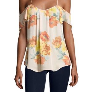 Joie Adorlee floral silk cold shoulder top